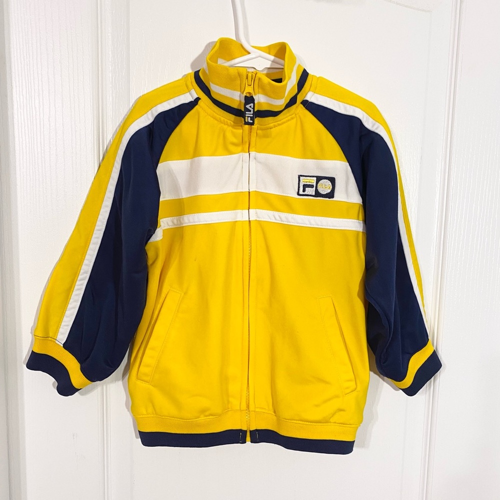 FILA Retro Track Jacket Yellow Navy White Boys 4